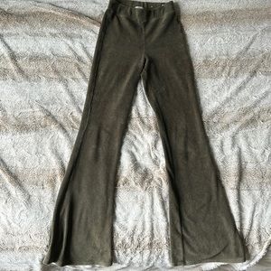 American Eagle Green Flared leg, soft ribbed pant